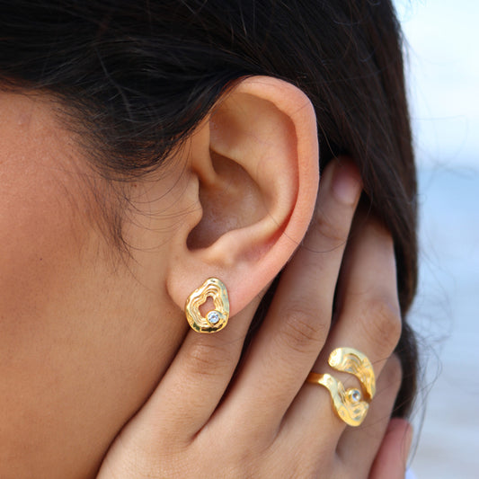 Serenity Oasis Ear Studs - Gold