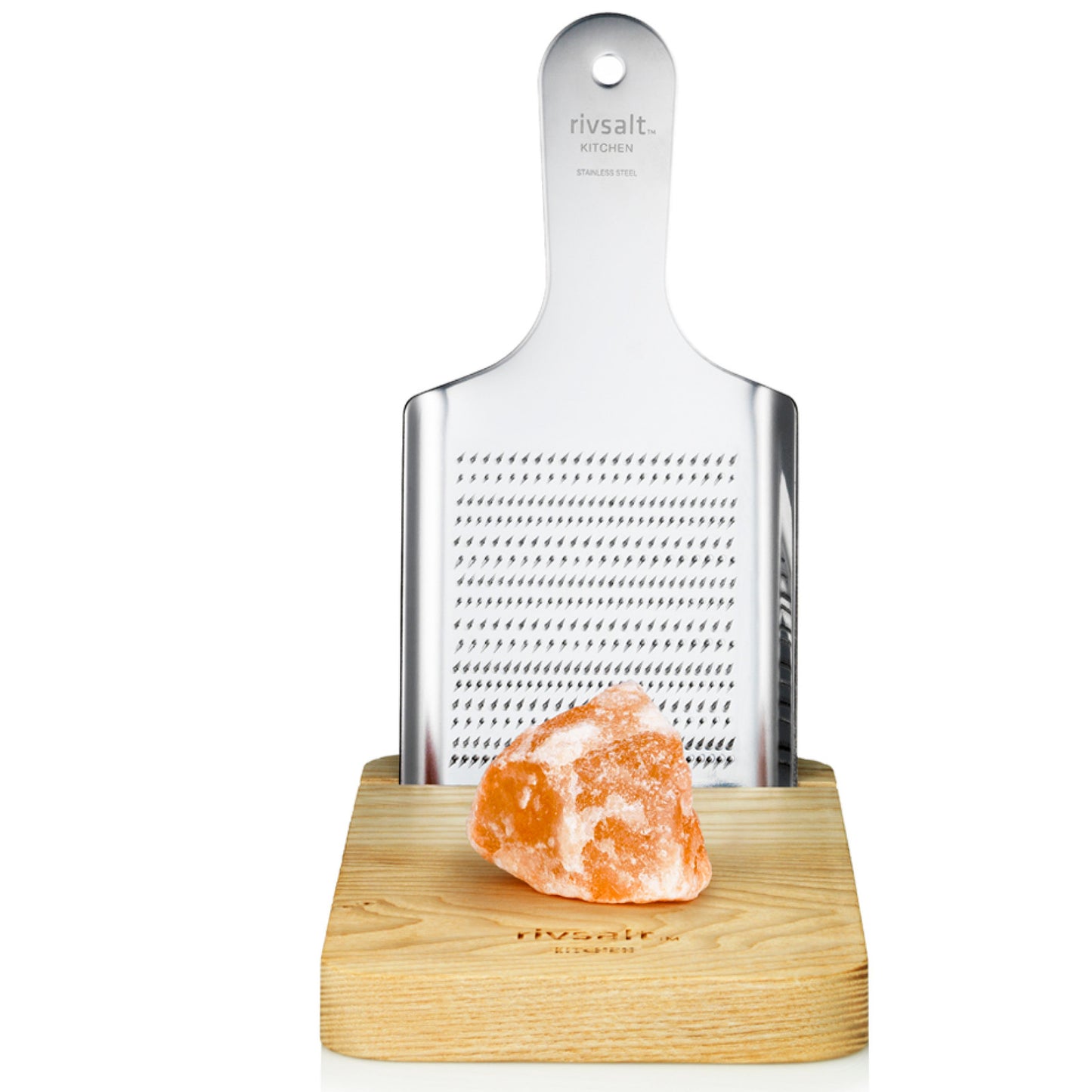 Rivsalt Kitchen - Himalayan Rock Salt + Stainless Steel Grater + Oak Board