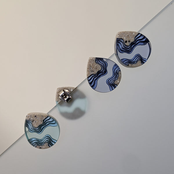 Aqua - Ocean Ridge Stud Earrings